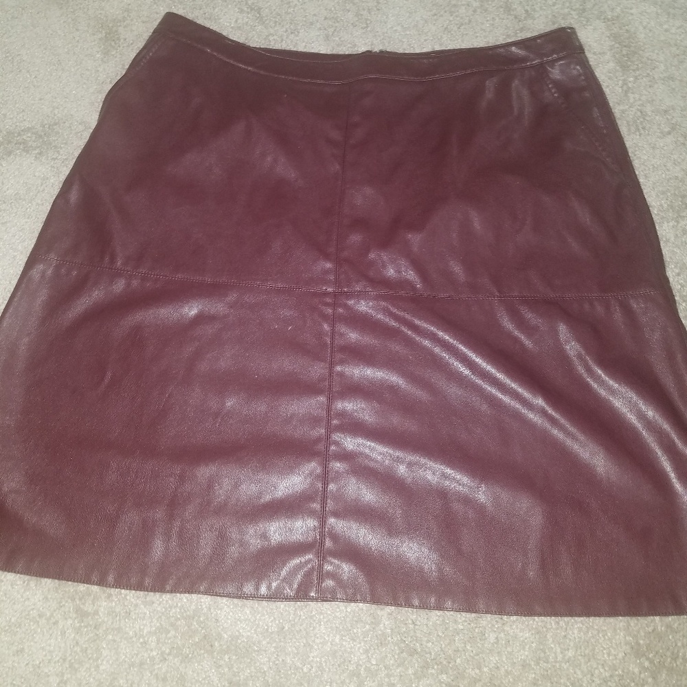 Burgundy pleather skirt